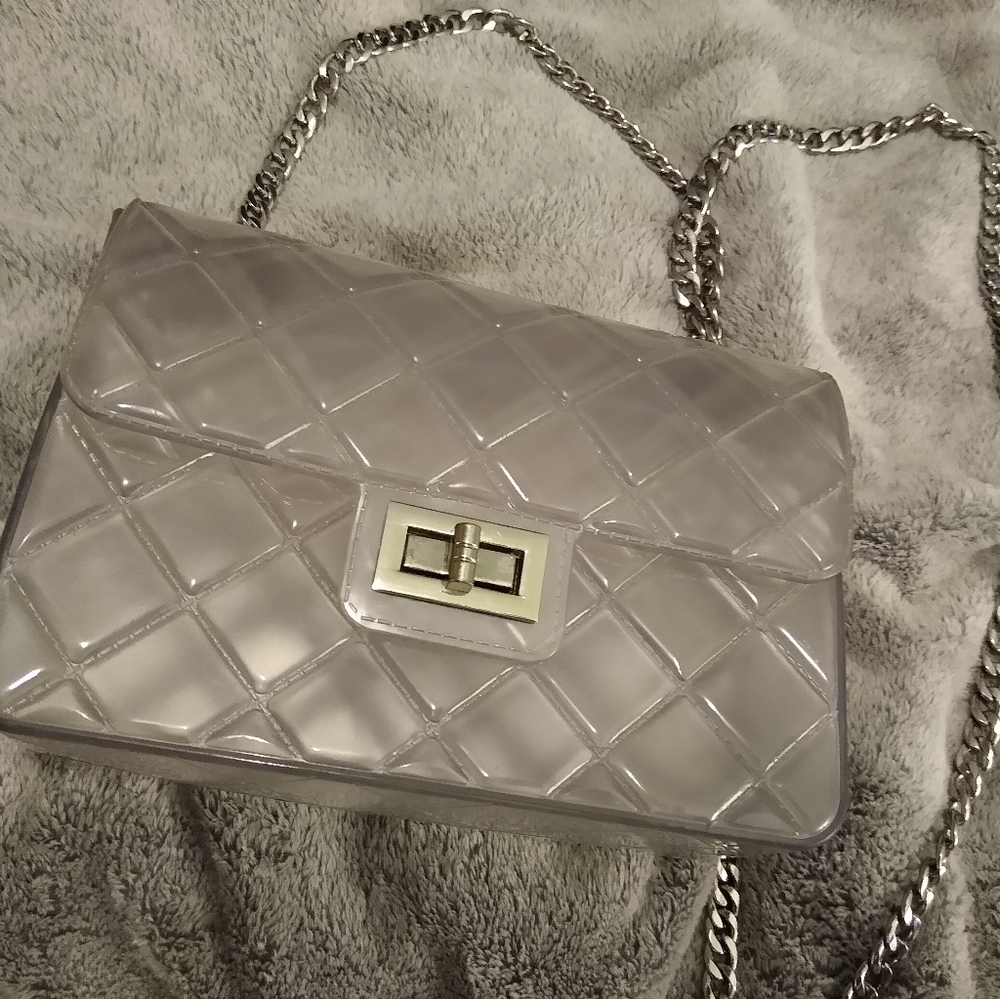 See through plastic shoulder bag